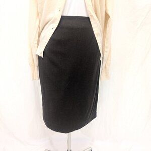 Vintage 1990s Dark Brown Wool Tailored knee length Pencil Skirt, Size 12